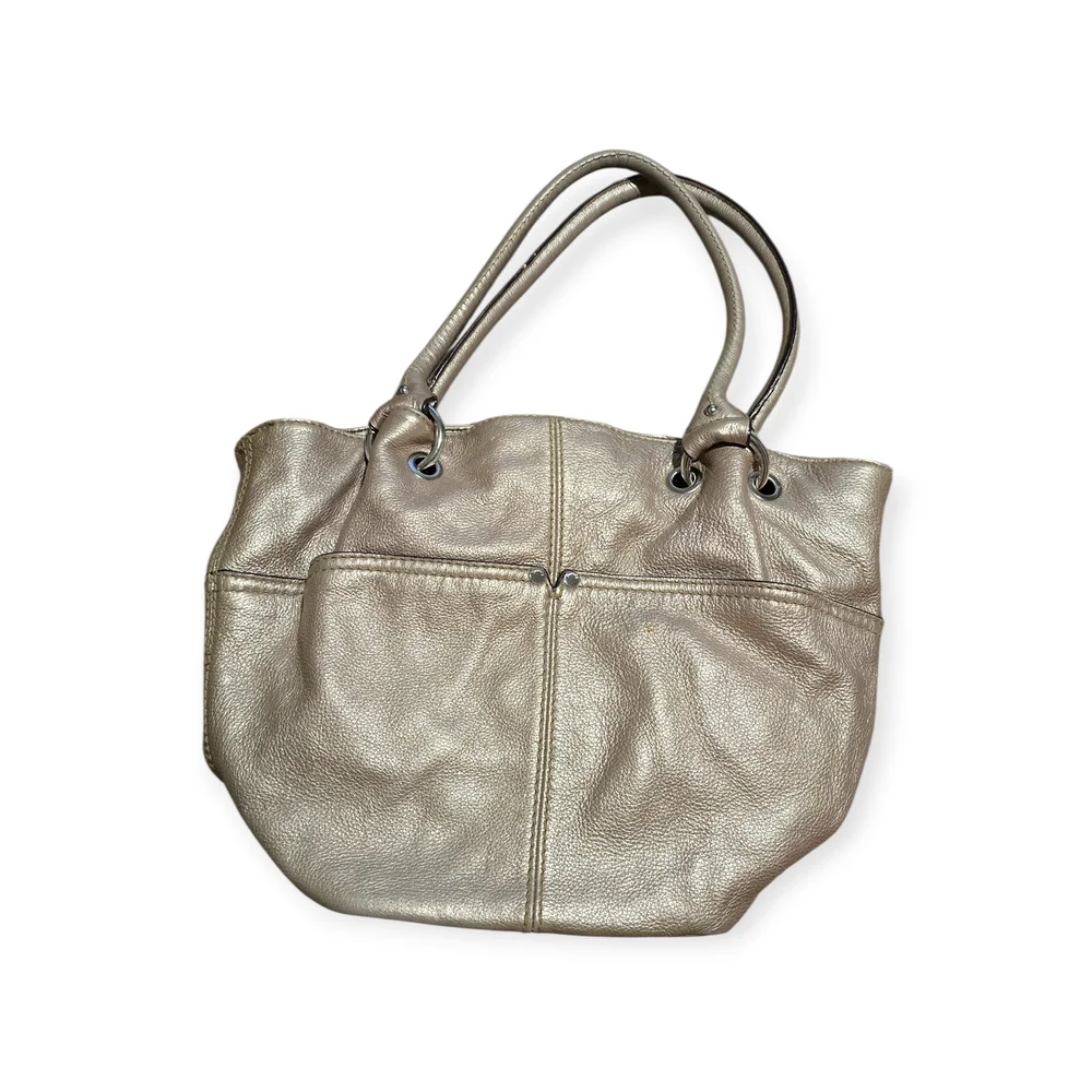Tignanello Metallic Gold Leather Shoulder Bag